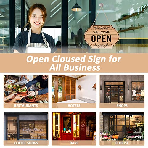 Cargen Open Signs Double Sided Open Closed Sign Business Hours Sign Hanging Business Open Sign With Rope Hours Of Operation Sign For Business Walls Window Shop Bar Hotel (Wooden) #TOP3