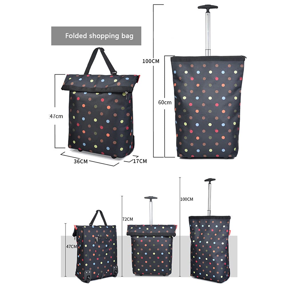 SHOPPING TROLLEY Carro Compras Plegable Moda Bolso de la Carretilla sobre 2 Ruedas Aleación de Aluminio Mango en Forma de T Carrito Organizador Impermeable para supermercado Viaje Picnic 36L