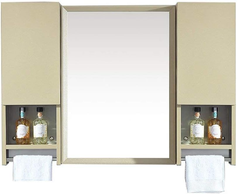 Wall-Mounted Washable Vanity Mirror with Shelf Side Cabinet Side Cabinet Stainless Steel Bathroom