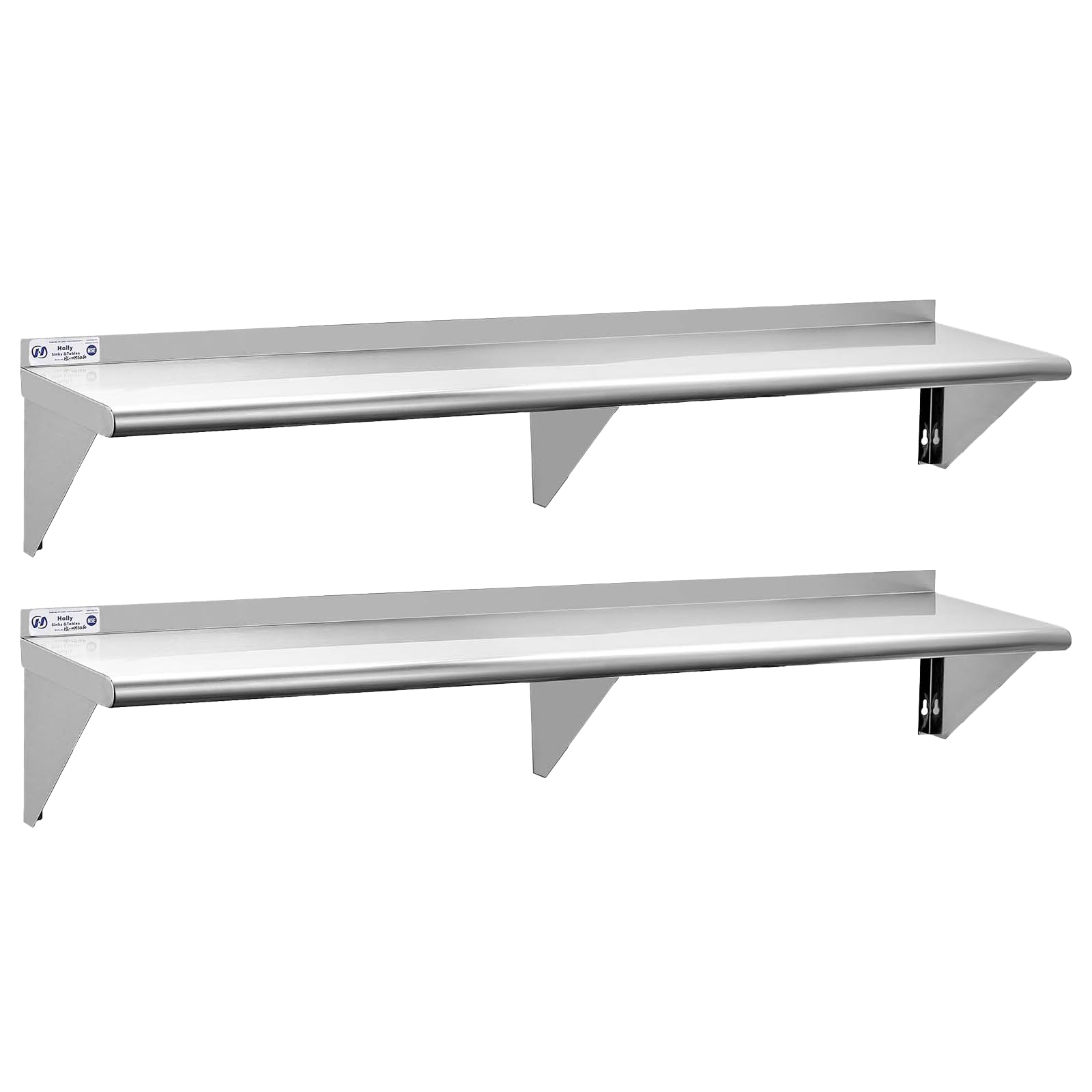 Hally Stainless Steel Shelf 2 Pack Wall Mounted Metal Shelves 12"x72" NSF