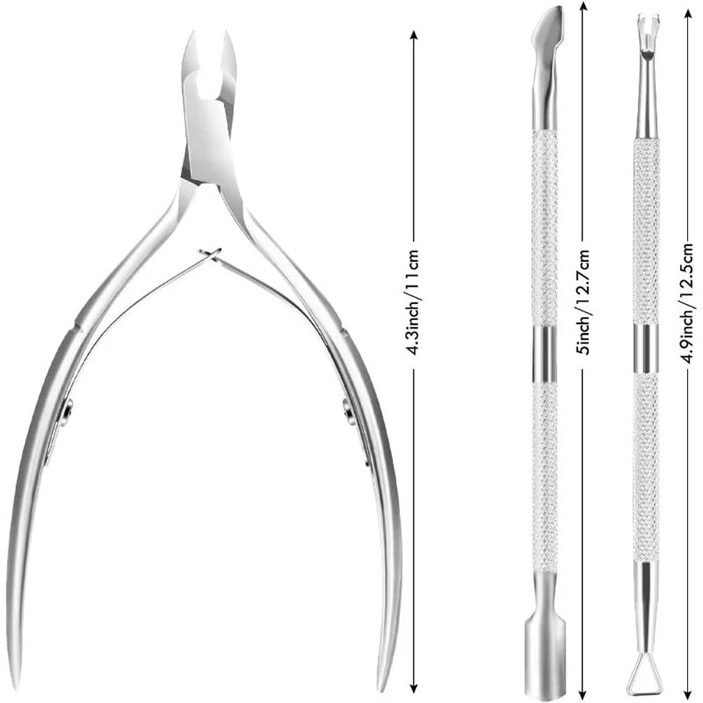 Set di 6 forbici per unghie in acciaio inossidabile, spingi cuticole, strumenti per manicure, set per unghie, bianco, 6 pezzi