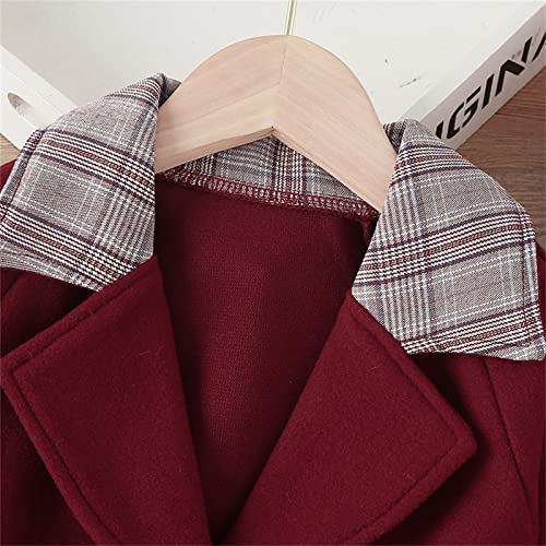 Baby Kids Girls Classic Wool Blend Coat Winter Double Breasted Trench Coat With Hat Set Outwear3