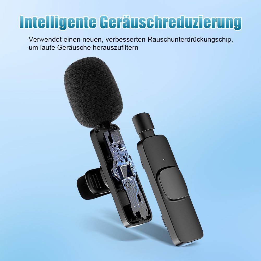Lavalier Mikrofon Kabellos, Plug and Play Mini Mikrofon Bluetooth, USB C Mikrofone für iPhone IPad Android für Live,Videoaufzeichnung,YouTube,Vlog