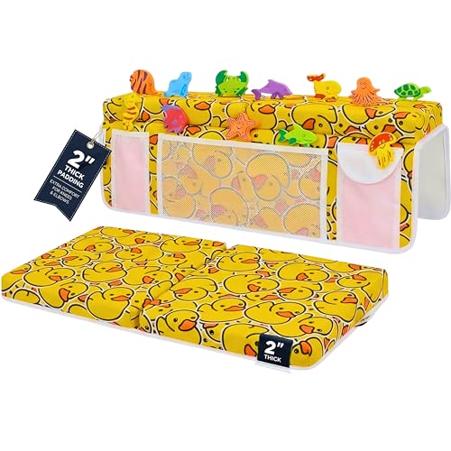 Image of Bath Kneeler -8 Suction Cups & 2 inch Thicker Padding.Certified Bath Kneeling Pad for Bath Tub & 5 Bath Toy Organizer. Fast Dry Bath Kneeler and Elbow Rest Pad Set. Baby Bath Essentials by Supa Ant-Duck