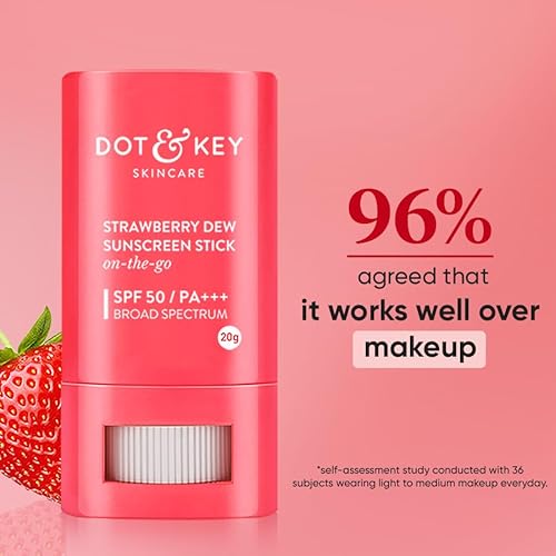 DOT & KEY Strawberry Dew Spf 50 Sunscreen Stick On-The-Go Spf 50 Pa+++, Broad Spectrum, Uva/Uvb Rays Protection With Hyaluronic & Ceramide For Hydration & Skin Barrier, Mess Free & No White Cast, 20g 3 51kchHJ8vtL. SL500