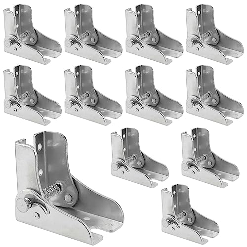 SEUNMUK 12 Pack 0-90 Degree Self Locking Hinge, Folding Table Leg Bracket Support Brackets for Shelf, Table and Desk Legs, Silver