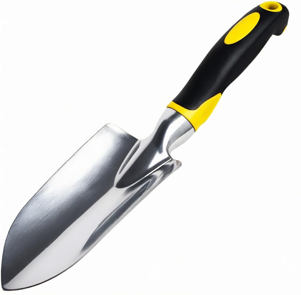 Professional Garden Trowel and Hand Shovel, Stainless Steel Wide Head with Soft Rubberised Grip, Ideal Gardening Tool & Gift for Planting, Weeding, Digging