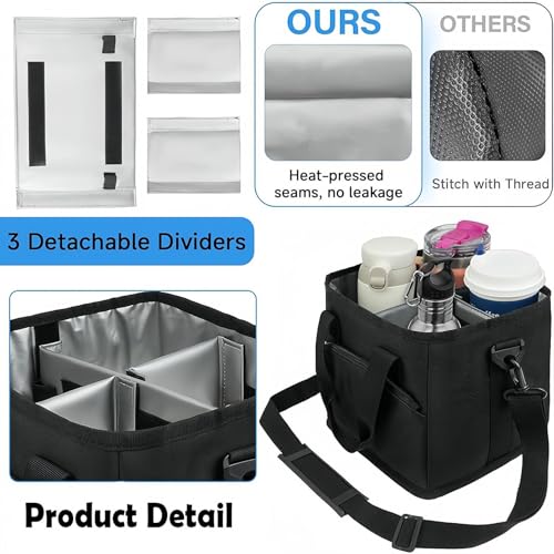 Portabebidas portátil térmico con 4 compartimentos y asa cómoda 4
