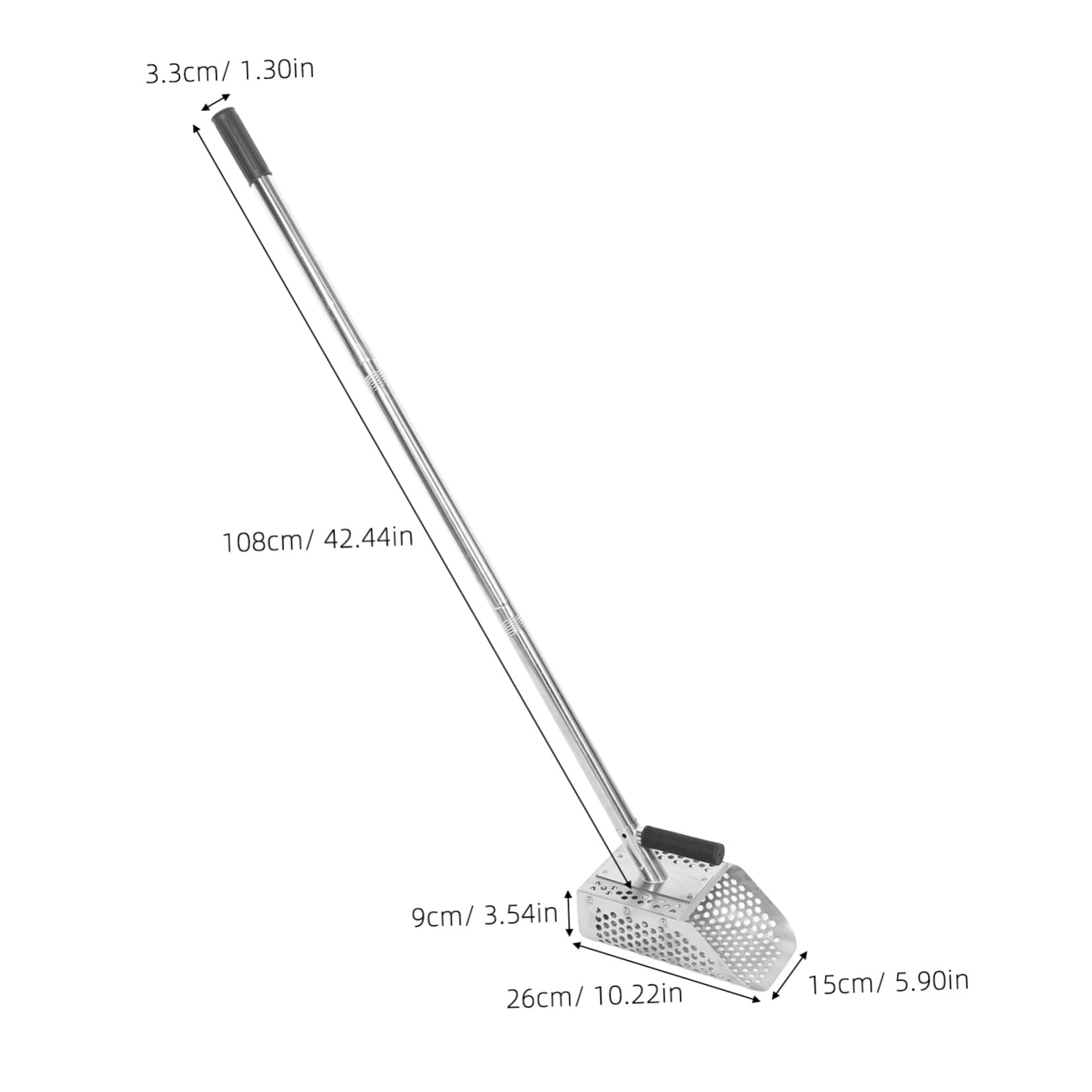 YARNOW Pala con Mango Ajustable para Detección de Metales de Acero Inoxidable de 42.5 Pulgadas de Playa y Exploración la Arena