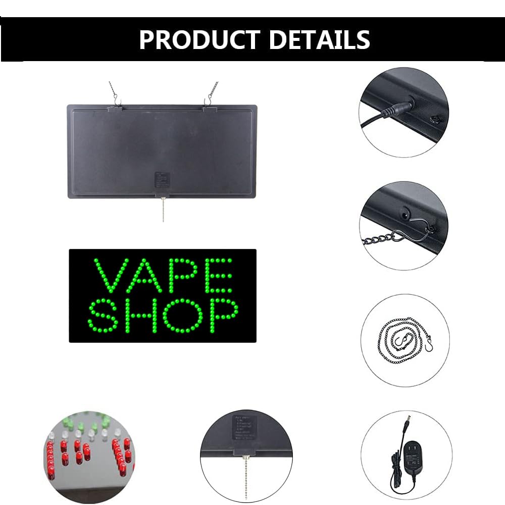 Amazon.com: LED Vape Shop Sign for Business, Super Bright LED Open Sign for  Smoke Shop, Electric Advertising Display Board for Window Wall Decor. 24