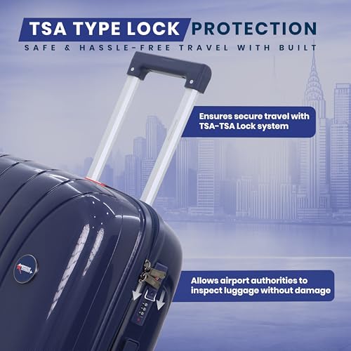 Image of AMERICAN TRAVELLER New York Trolley Bag | Durable Hard Shell | Durable Hard Shell , TSA Type Lock , Spinner Trolley Luggage, 360 Disc Spinner Wheels