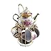 ufengke 13 Piece European Retro Titanium Ceramic Tea Set with Metal Holder, Porcelain Tea Cups Set, for Wedding, Red Rose Painting
