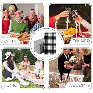   100-Pack-Black-and-White-Gingham-Checkered-Paper-Napkins-Disposable-3-Ply-Decorative-Guest-and-Party-Napkins-for-Summer-Picnic-Barbecue-Wedding-Camping-Table-Decorations-For-Lunch-Dinner