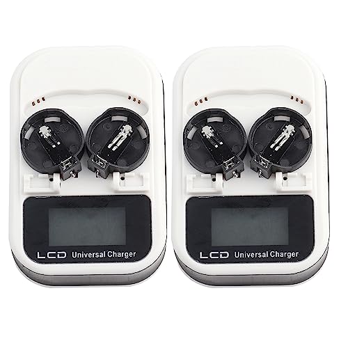 Cargador de Batería Recargable AC100‑240V Cargadores de Pilas de Botón Pantalla LCD para ML2032 (Enchufe Europeo 100 240 V)