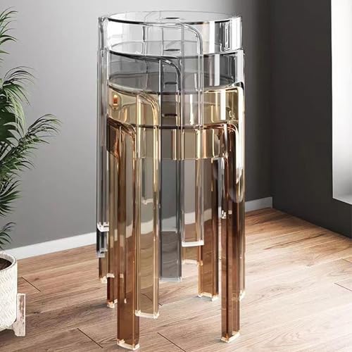 Image of The Artment your artistic apartment Multi Color CrystalNest Transparent Acrylic Stackable Round Accent Stool, Modern Side Stool for Living Room, Bedroom and Home & Office (Set of 3)