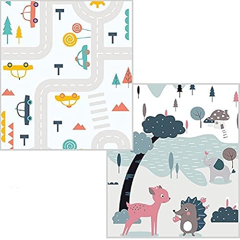 Baby Play Mat Reversible Waterproof XPE Foam Large Thick Foldable Portable Tummy Time Mat Soft Crawling Pad for Infants Toddlers and Kids (Deer and Panda) Cover