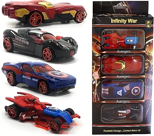 PLUSPOINT Diecast Metal Superhero Toy Vehicles Cars Set - Pack of...