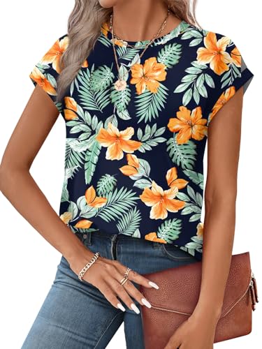 Image of Alaroo Womens Summer Tops Short Sleeve Shirts Crew Neck Cute Trendy Tunic Blouses (S-3XL)