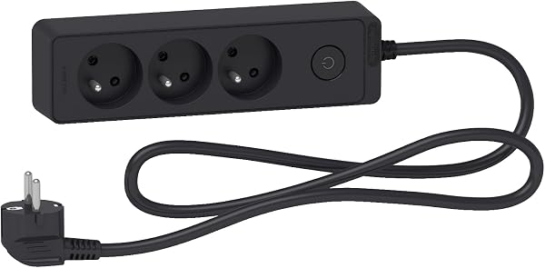 Schneider - Listwa 3 gniazda 2P+T (kabel 1,5m) - Antracyt