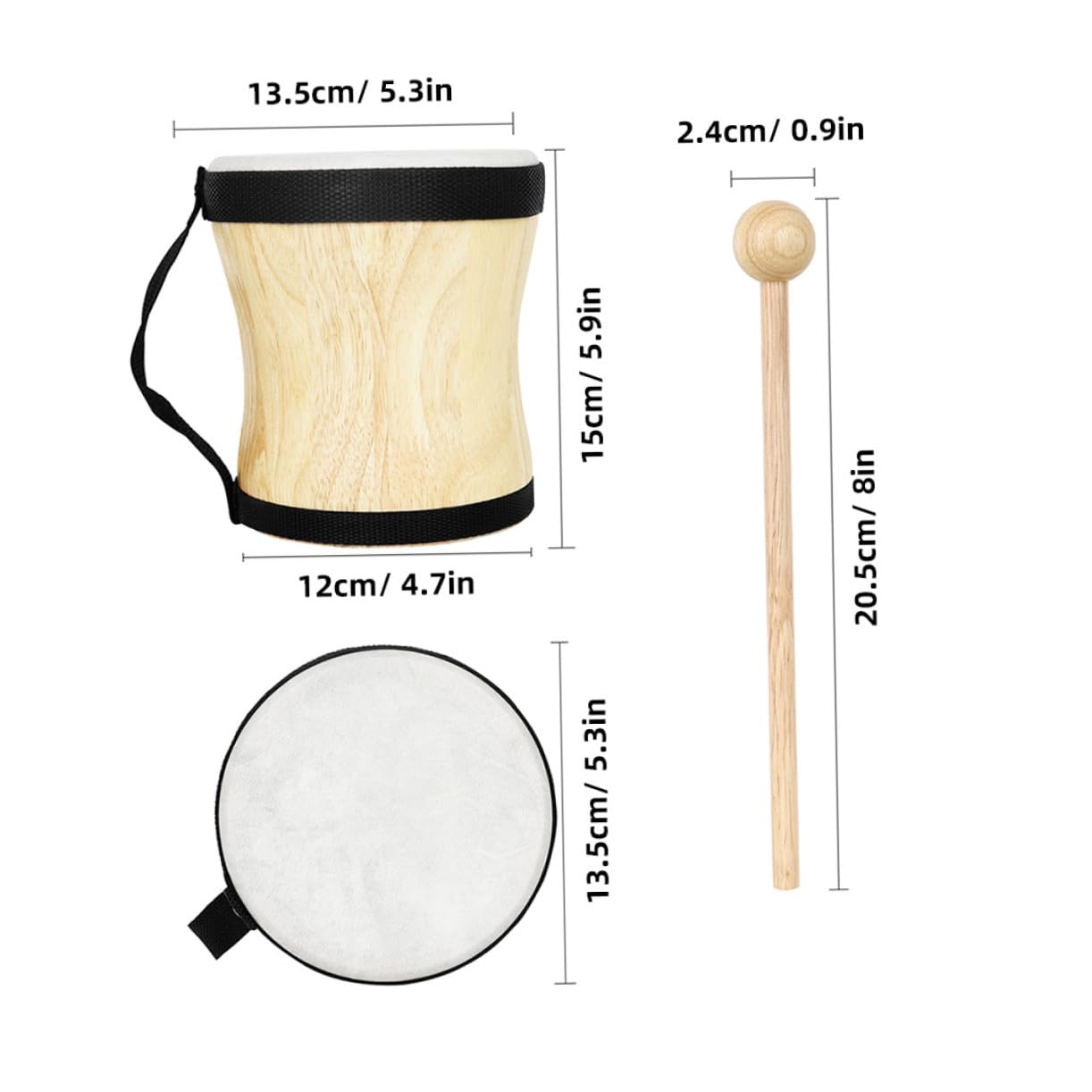 Tamburo a Mano per Ragazzo Ragazza con Pelle di Montone e Legno, Strumento Musicale Percussione Educativo con Suono Chiaro e Qualità Durevole, per L'apprendimento