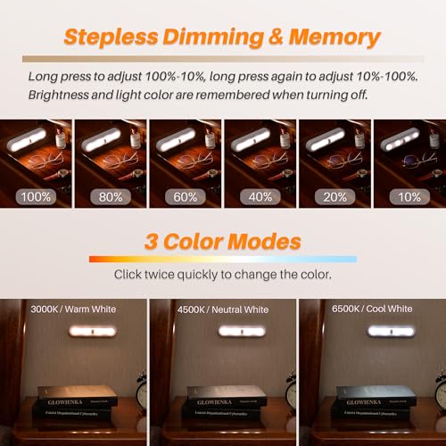 Image of STAR-SPANGLED 7 inch Dimmable LED Stick on Push Tap Lights AAA Battery, 3 Pack