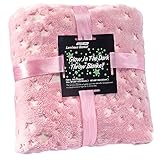 VIVILINEN Kuscheldecke Weich Glow in The Dark Decke Kinderdecke Sterne Pattern Leuchtend Flanelldecke Sofadecke für Mädchen Jungen Kinder Mikrofaser Fleece Decke Rosa (150x 200cm)
