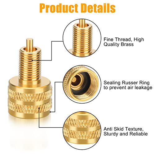 10Pcs Brass Presta Valve Adapter, Large Bore Tire Valve Adapter For 0.305”-35 Valve Cap Threads, Convert Presta To Schrader, Tire Bore Valve Reducer Adapter For Trucks Giant Crane #TOP2