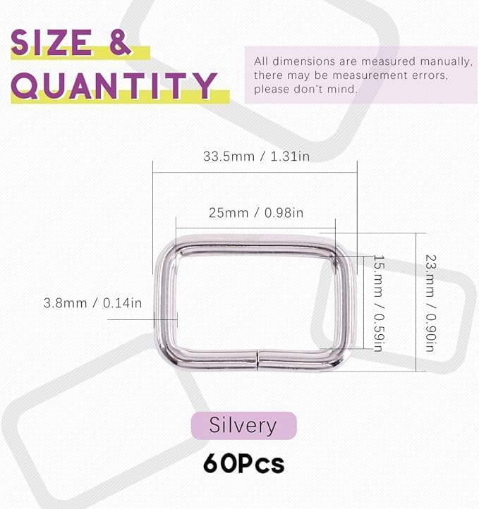 Swpeet 60Pcs 1 Inch / 25mm Heavy Duty Metal Ring Buckle Webbing Belts - Image 2