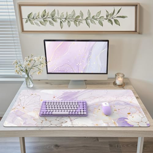 Sous-main de bureau motif lotus violet iCasso grand tapis de souris pour ordinateur portable