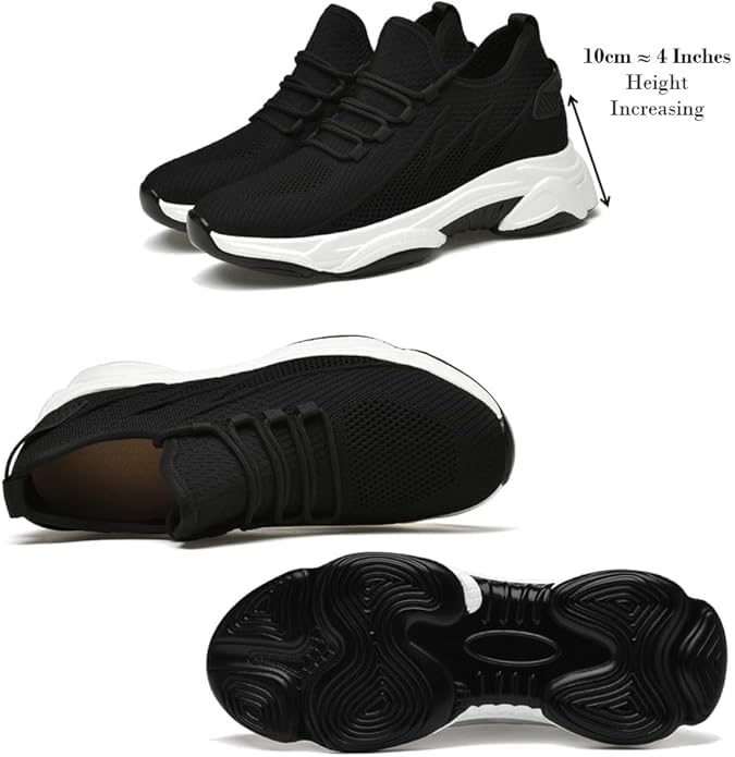 Men's Elevator Sneakers 3 inch Hidden Height Breathable Mesh Athletic Casual Men's Elevator Sneakers, Lightweight Orthopedic Anti-Slip Hiking Running Shoes3