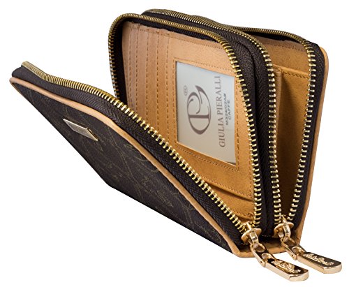 # 187 Giulia Pieralli Damen Glamour Geldbeutel Geldbörse Portemonnaie XXL Kunstleder Weiss Farben (Braun)