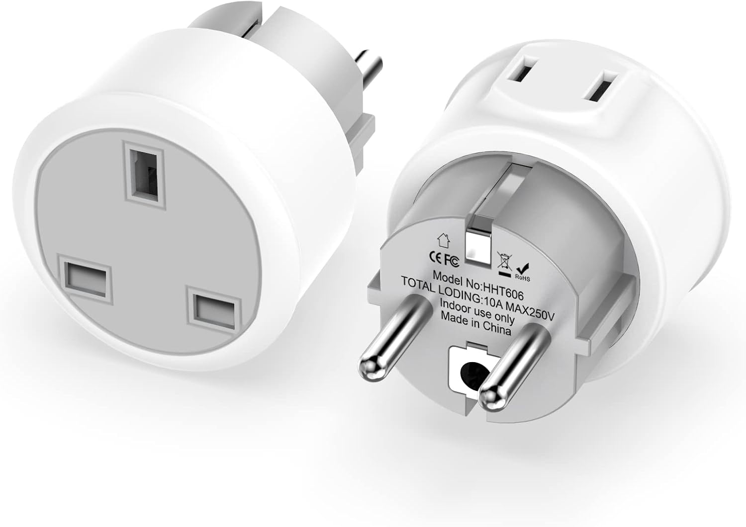 2X Adapter England Deutschland Stecker, UK Adapter auf EU, Reiseadapter