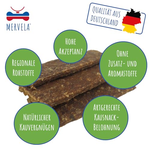MERVELA® Hirsch Fleischstreifen | 500 Gramm [Qualität aus Deutschland] für Allergiker Hunde | Belohnung | Trainingssnack | getreidefrei | Hundesnack