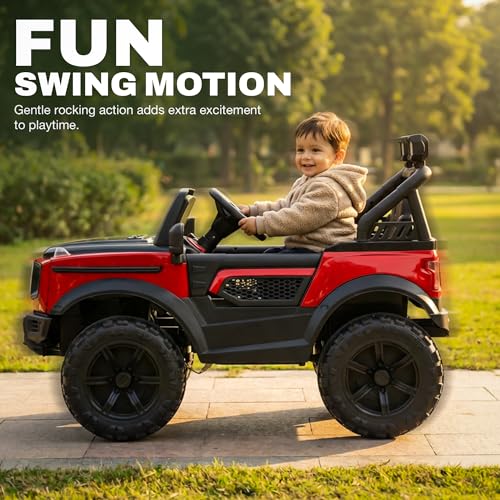 Image of Baybee Benzie Pro Battery Operated Jeep for Kids | Baby Ride on Electric Car with Parental Control, RGB Lights & Music | Rechargeable Big Battery Car for Kids 2 to 6 Years (Metallic Red)