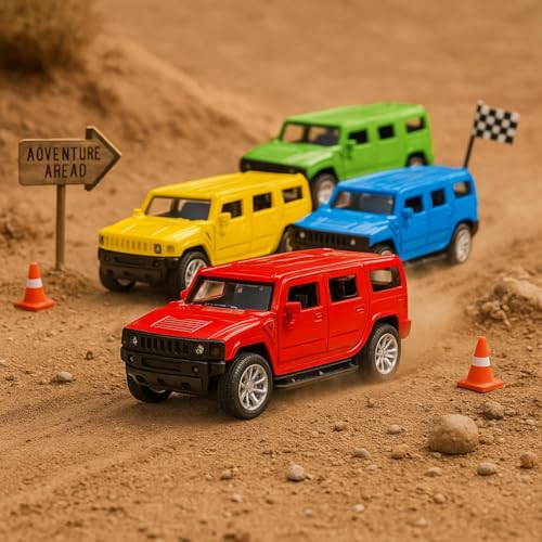 Image of Amisha Gift Gallery Hummer SUV Diecast Metal Car Toy for Kids, Black | Scale Racing Model, Pull Back Action, Opening Doors, For Kids Boys and Girls