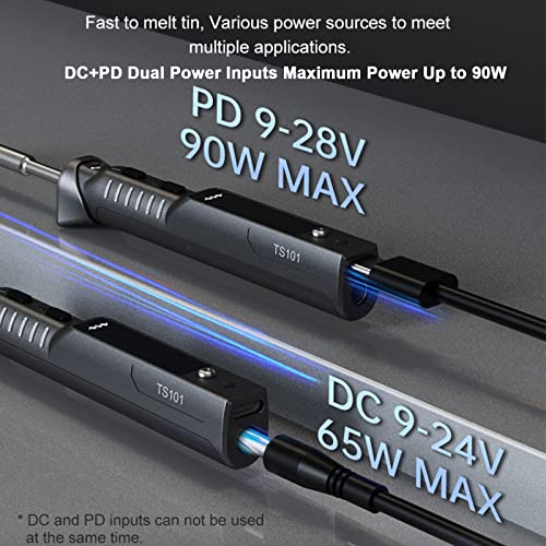 TOOLSAGE Kit de ferro de solda TS101 TS100 atualizado 90W PD 65W DC de bolso inteligente programável