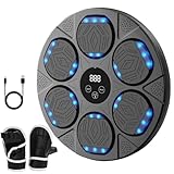 Music Boxing Machine 40x40cm Groß - LED-Licht Bluetooth Musik-Boxmaschine mit 7 Geschwindigkeitsmoden, mit Boxhandschuhen, Wandmontiertes Boxtraining für Erwachsene/Kinder für Haus, Fitnessstudio,Büro