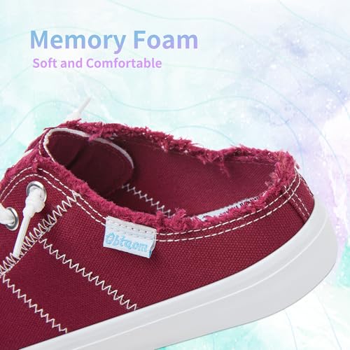 Image of Obtaom Women Canvas Mules Memory Foam Clipper Fashion Sneakers Comfortable Slip-On Mule Backless Holiday Shoes