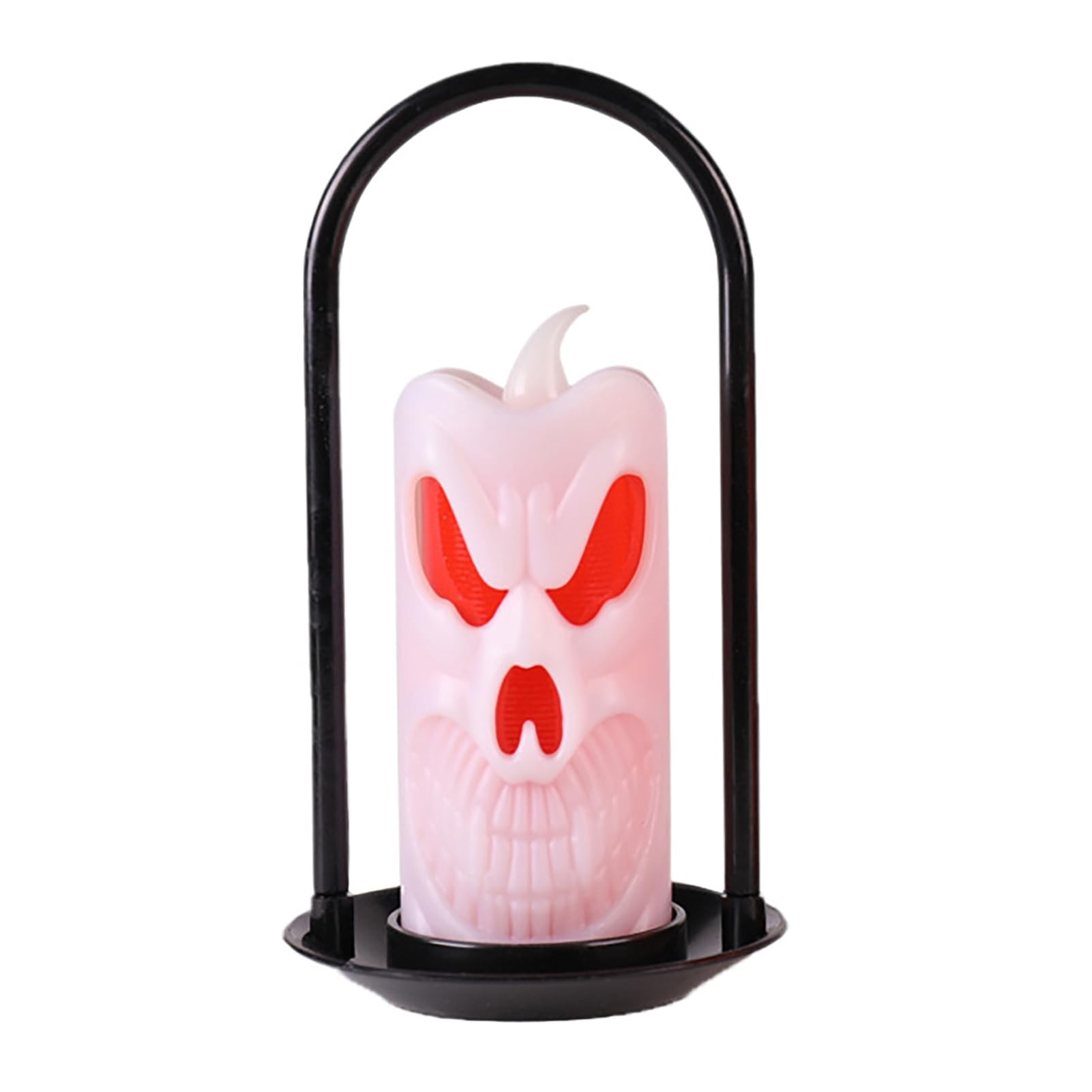 Tuxoiou Flickering Flameless Candles, Realistic Moving Wicks Candles, Spooky Face Handheld Candle Light for Halloween,Christmas,Home Decor White