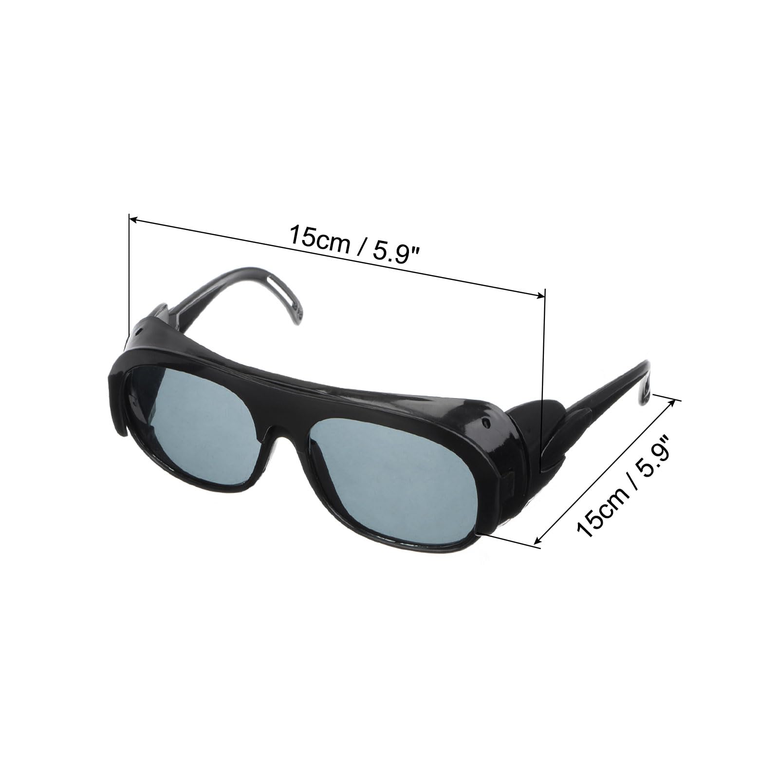 Uxcell 2pcs Protection Welding Glasses with Polycarbonate Grey Lens Safety Goggles, Black, 15 x 15cm / 5.9" x 5.9" - Image 2