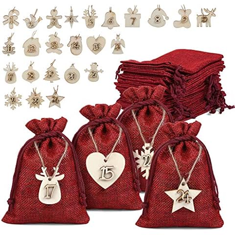 Naler 2024 Christmas Advent Drawstring Bags Cover