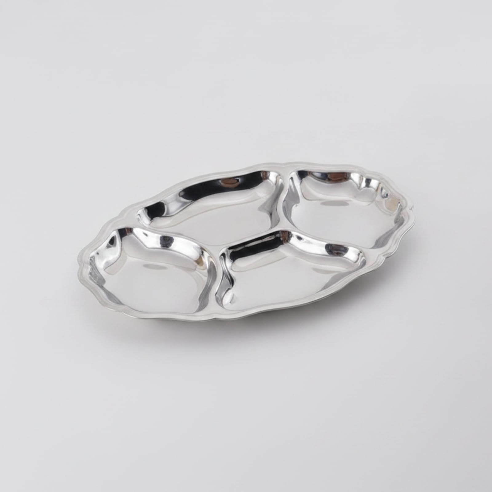 predolo Antipastiera in Acciaio Inox Vassoio Snack con Scomparti Lucido a Specchio Vassoio con Scomparti per Aperitivo, Tavolo da Pranzo