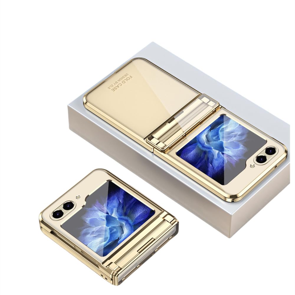 Coque Samsung Galaxy Z Flip 5 rigide transparente dorée antichoc - 7