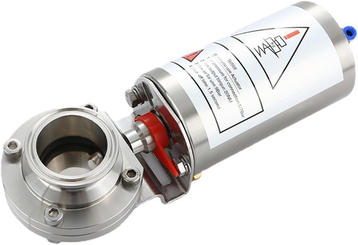 2 Inch Tri Clamp Sanitary Butterfly Valve, Pneumatic Actuator Single-Acting Stainless Steel 304 Butterfly Valve (2 Inch)