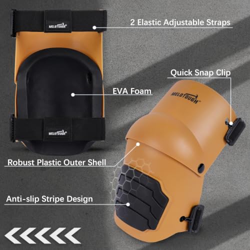 Image of MELOTOUGH Knee Pads for Work,Construction,Flooring,Gardening-Comfortable and Flexible(Brown)