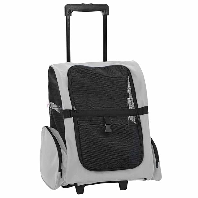 Foto 8 de 8 de vidaXL Carrito para Mascotas 3 en 1, diseño Gris, 48 x 32 x (57-106) cm