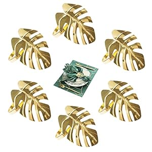 AYEUPZ Serviettenringe,6 Stück Serviettenringe Gold, Serviettenring Mit Aufgesetztem Blatt für Hochzeit, Tisch, Party