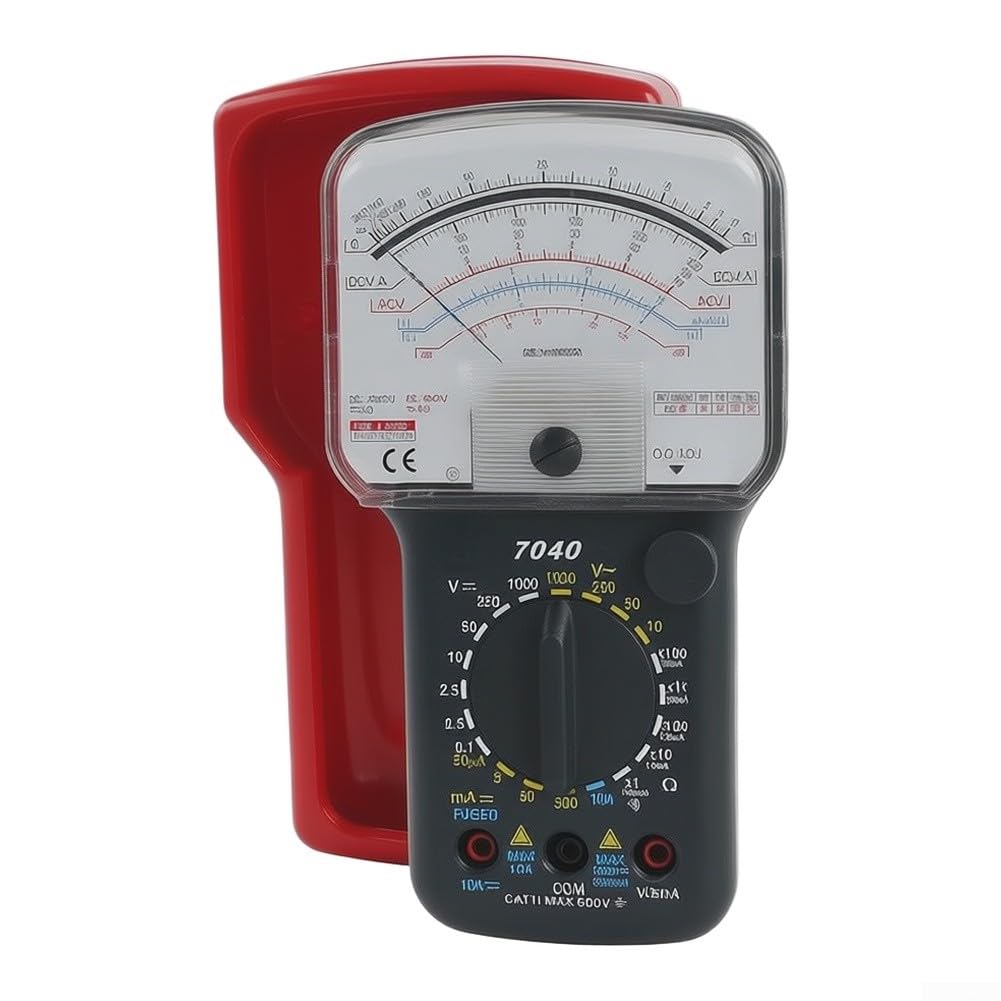 KT7050 Analog Multimeter mit Spiegel-Skala - Präzises Zeiger-Messgerät für Spannung & für strom bis 600V/10A, Manuelles Widerstandsmessgerät 20MΩ für Elektriker
