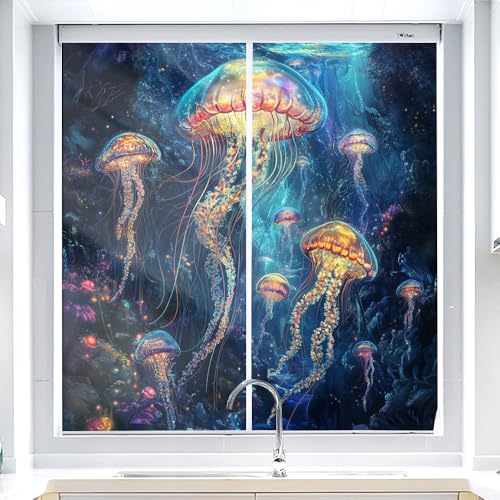 Película de vinilo adhesiva para ventana con diseño medusas acuarela miniatura 5