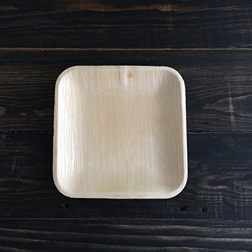 Disposable Areca Palm Dessert Quarter Plate 6" Square(Pack of 25s). 100% Natural, Eco-Friendly, Biodegradable, Naturally Compostable.Best Suited for Birthday party,Wedding,Camping, Catering